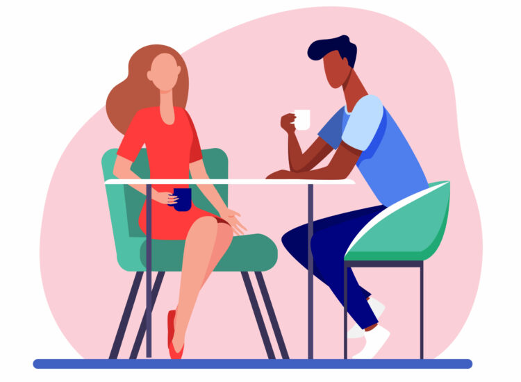 Couple dating in coffee shop